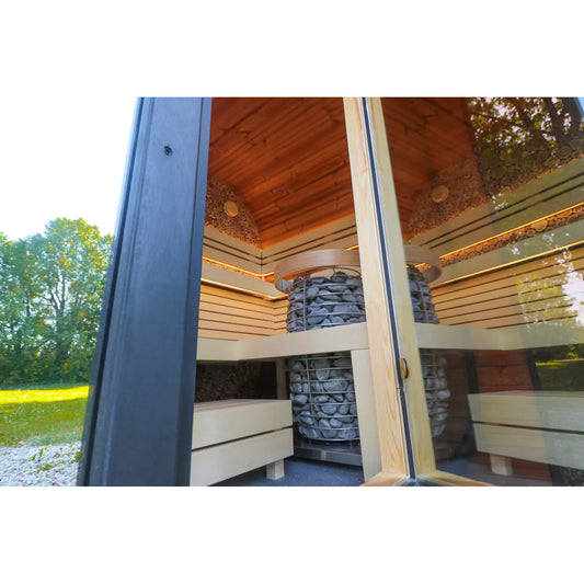 EMBERLINE SOLACE – 6 person Round Cube Outdoor Sauna