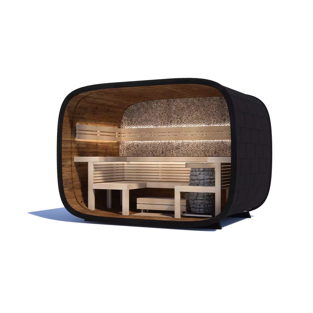 EMBERLINE SOLACE –  6 person Round Cube Outdoor Sauna